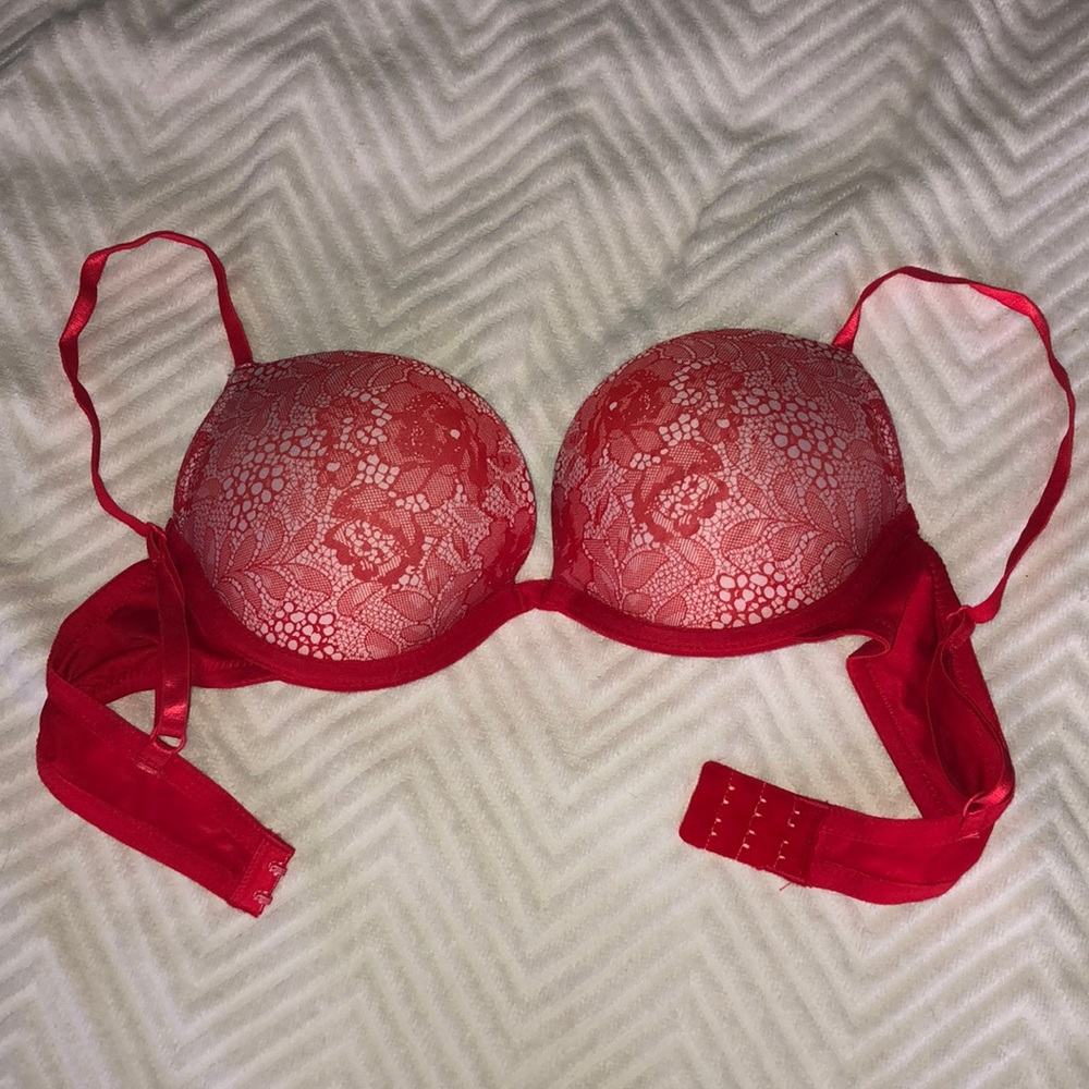Red Floral Lightly Lined Bra